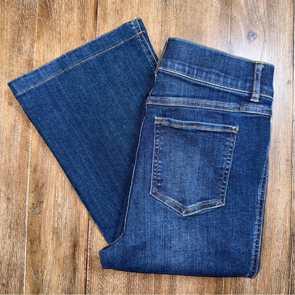 SPANX Flared Jeans Women's S 4/6 LONG TALL High Rise Dark Blue Jeans Pull On - Picture 2 of 9